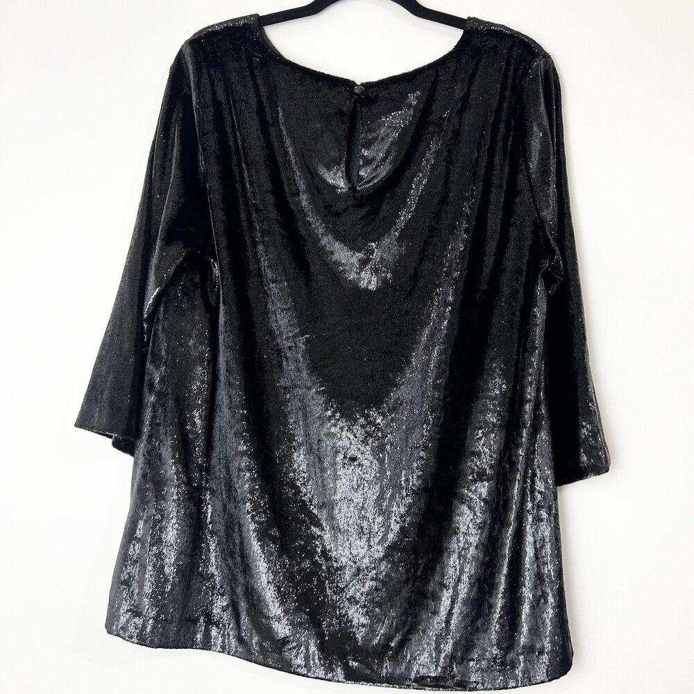 Caroline Rose Black Tunic Top Blouse 3/4 Sleeves Women’s M - Picture 4 of 10